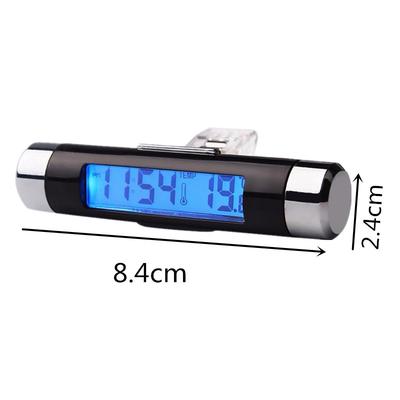 Nützliche LCD-Autouhr, Thermometer-Kombination, aufsteckbare Steckdose, leuchtende Uhr, Innenzubehör