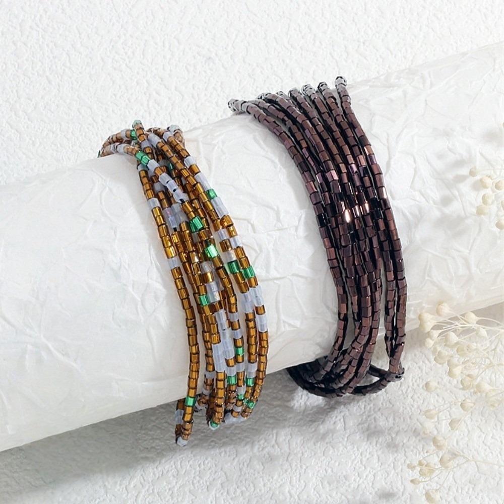 Boho Thin Beads Bracelets Stackable Multilayer Bracelets Bohemian Style Hand Chains Vacation