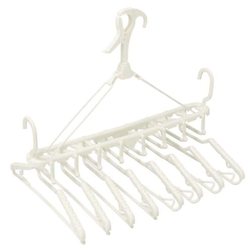 Ohe Polypropylene Laundry Drying Rack, White, Approx. 38.5cm H x 53cm W x 47cm D, 8-Row Hanger, for Balconies, Hangs at Railing Height