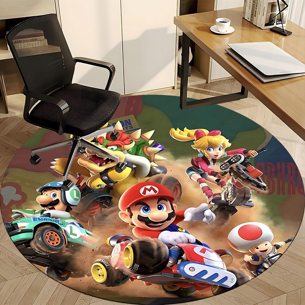 1pc Mario Kart Chair Carpet for Office Non-Slip, Soft & Comfortable, Carpet for Office, Gaming, Lightweight Round Floor Mat Yy251021005