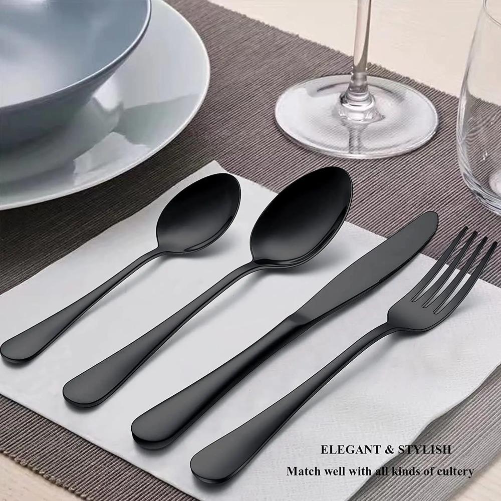 24-Piece Flatware Set with Steak Knives, Stainless Steel Silverware Cutlery Set Service for 4, Tableware Eating Utensils