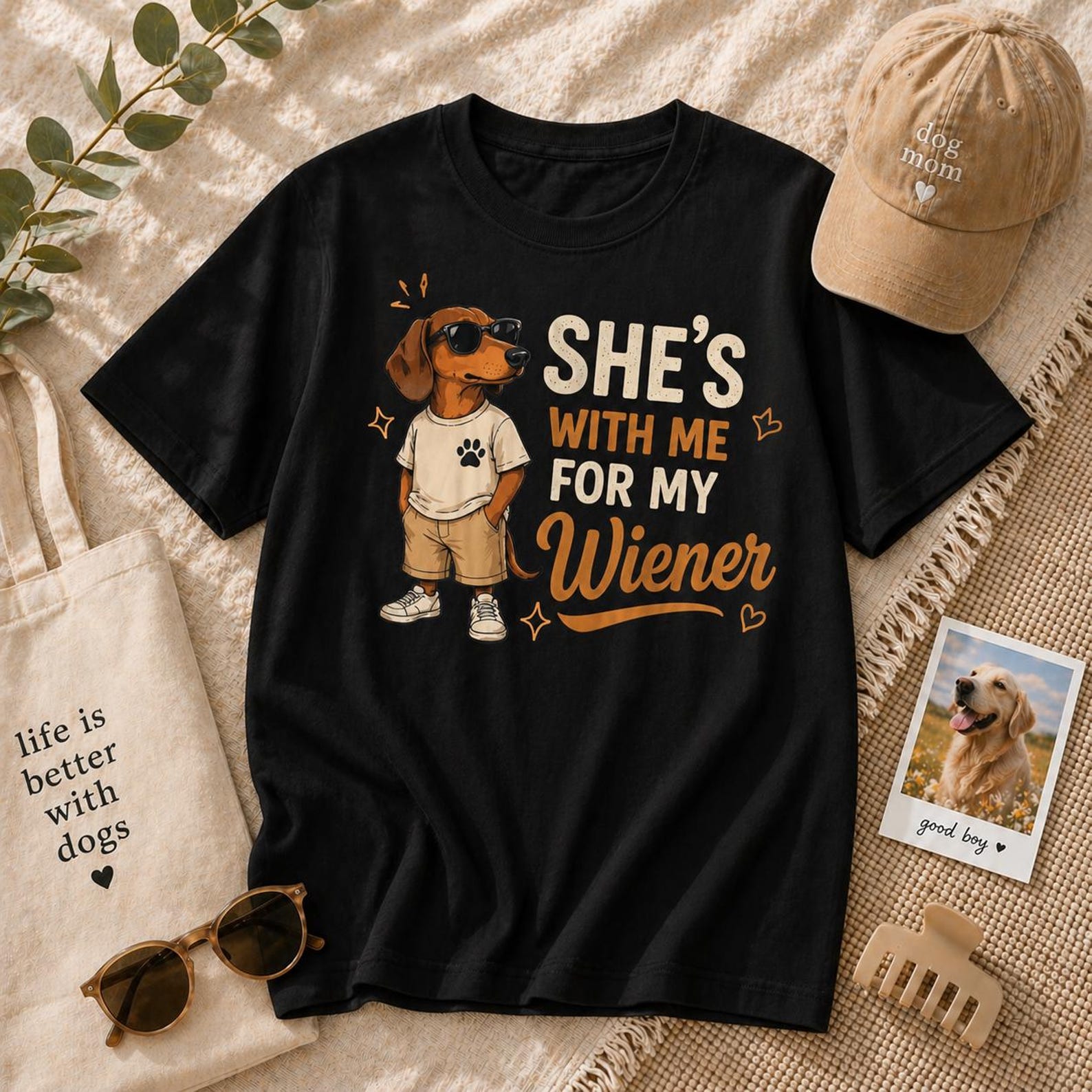 Funny Dachshund Wiener Dog Graphic T-Shirt – Dog Lover Gift L