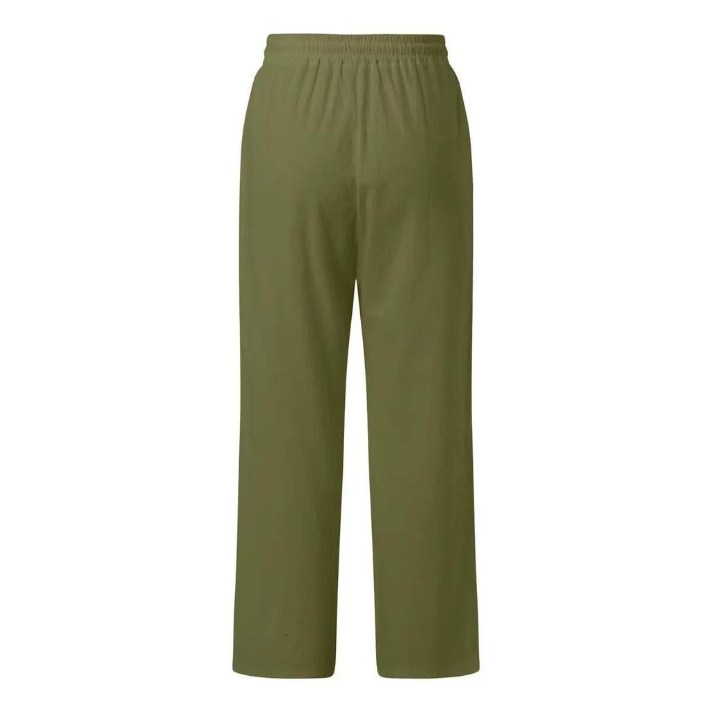 European & American Women's Micro-Flare Drawstring Pants with Pockets, Casual Solid Color