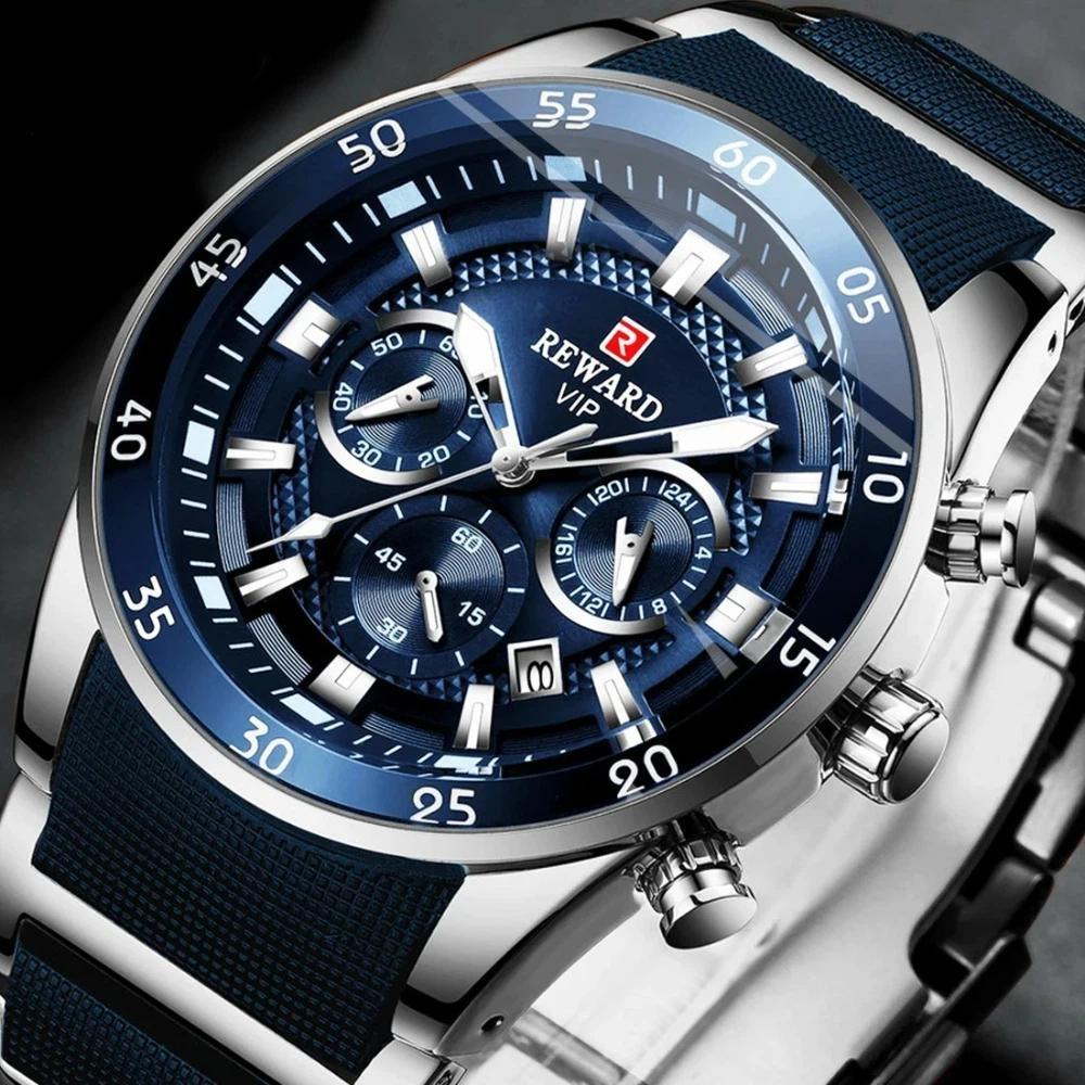 New Sport Watches for Men Fashion Silicone Stainless Steel Quartz Watches Waterproof Chronograph Wrist Watches