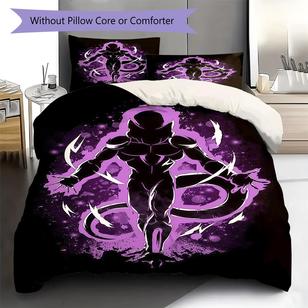 Frieza Pattern Bedding,Quilt Set Quilt Cover Pillowcase Home Birthday Gift (1 * Duvet Cover + 2 * Pillowcase, Without Core)