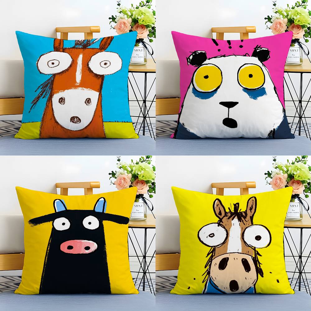 Animals cute Pillow Case Anti-dustmite Pillowcase Invisible zipper silky plush Sofa