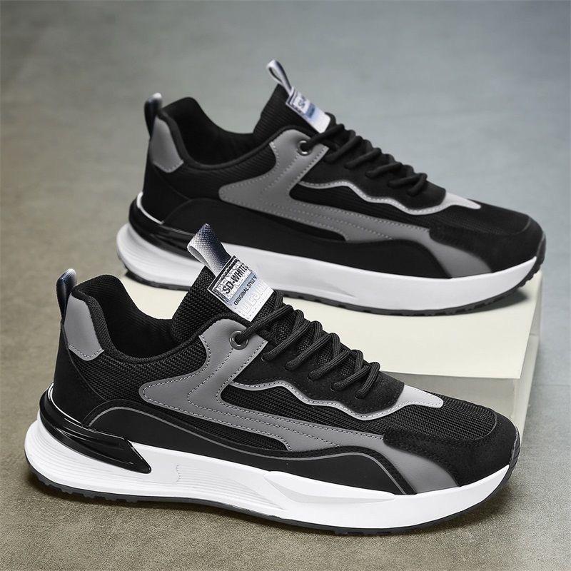 Sports Shoes Men's Foreign Trade Spring and Summer Thick-soled Simple Casual Shoes Teenagers Lace-up Mesh Breathable Men's Shoes