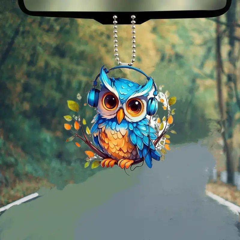 Adorable Acrylic Cartoon Owl Car Pendant For Stylish Vehicle Decoration