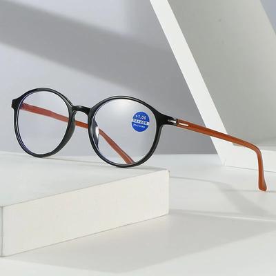 Women & Men Spring Hinge Strength 1.0x ~ 4.0x Oval Frame Presbyopia Eyeglasses Anti-blue Light Glasses Reading Glasses