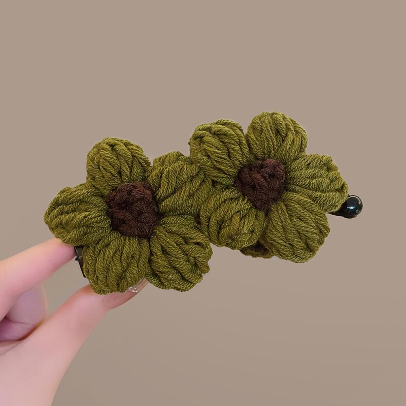 Retro Yarn Flower Banana Twist Clip Women s High-end Feel Hair At Back Of Head Ponytail Vertical Headband
