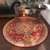 Moroccan Floral Round Carpet, Washable for Living Room & Dining Kitchen Coffee Table Floor Mat  Kid's Play Mat Entrance Door Mat