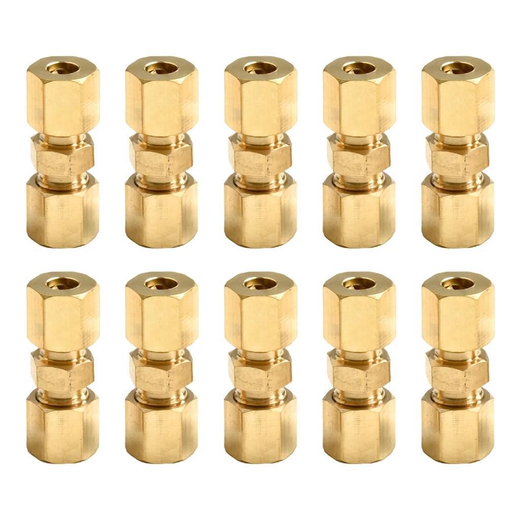 4/10Pcs Brake Lines Pipe Brass Connectors For Brake Line Without Flare 4.75mm 3/16" Fitts Straight Reducer Compressions Kits