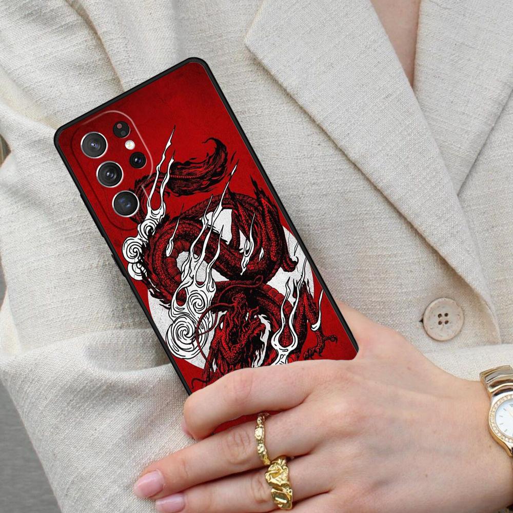 Japanese Wave Anime Dragon Cell Phone Case for Samsung Galaxy S26 Ultra S25 S24 S23 S22 S21 S20 Note10 Cover