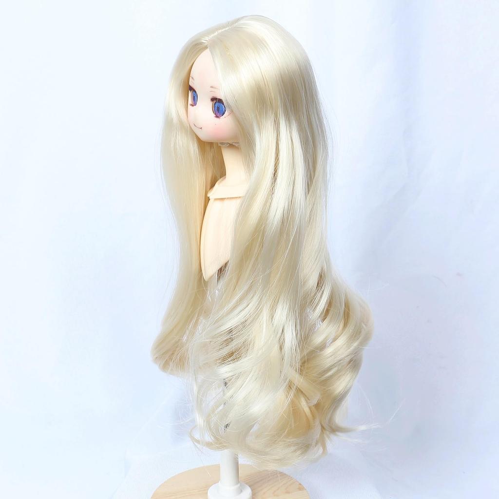 Linfairy 8-9 Inch 13 Scale Doll Wig Figure Doll BJD Long Curly Center Wig (Light Blonde)