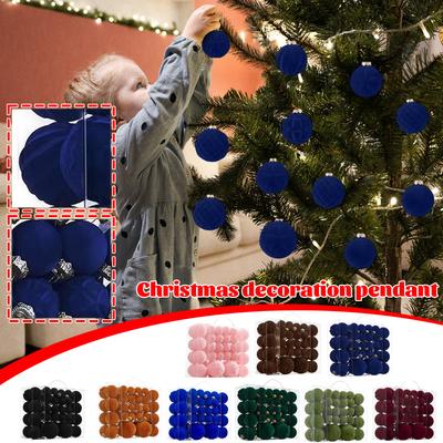 4/6/8CM 46PCS Velvet Flocked Christmas Ball Pendant Christmas Ornament Set