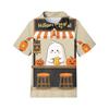 Kids Halloween Print Polo Shirt Short Sleeve Casual Tee Top with Button Collar for Boys Girls Comfortable Fit