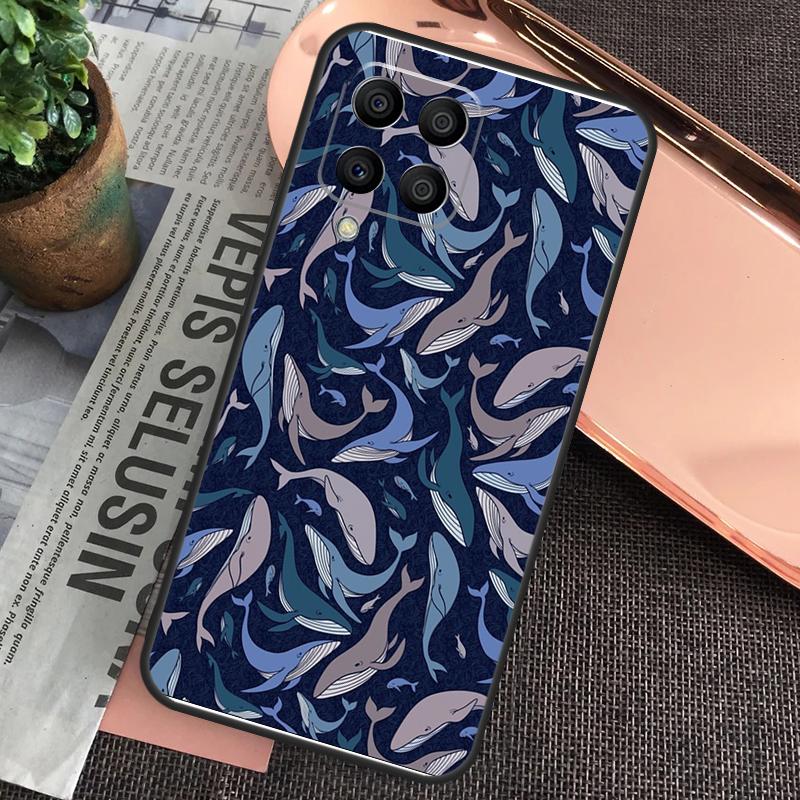 Beautiful Blue Whale Painting For Samsung Galaxy M55 M15 M13 M23 M33 M53 M30s M31s M12 M32 M52 M20 M21 M51 M34 M54 Case