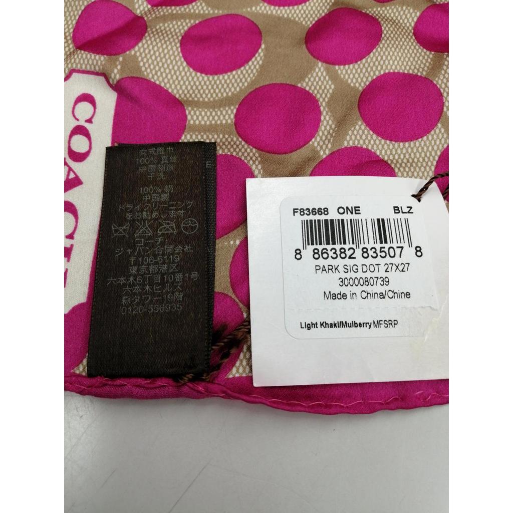 Used COACH Pink Tagged F83662 Silk Scarf