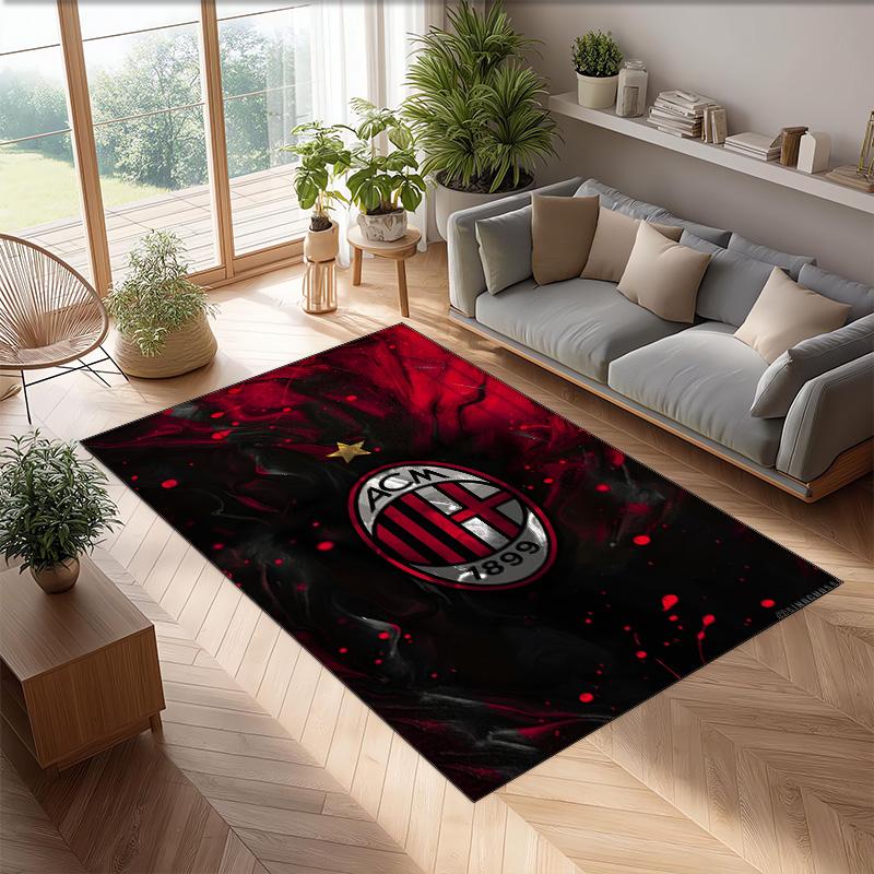 AC Milan Theme rug Soft Crystal Velvet Area Rug Non-Slip Floor Carpet for Living Room Bedroom Nursery