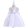 One-Shoulder-Spitze-Sling-Ärmel-Satin-Tutu-Kleid für Babys, elegantes Prinzessinnen-Party-Hochzeitskleid für Teenager-Mädchen, Rot, Grün, Weiß, 3–10 Jahre
