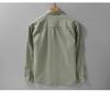 Spring/Autumn 100 Cotton Mens Long Sleeved Shirts Daily Casual Tops Turn Down Collar Double Pockets Green Shirt Korean Retro Style Men Clothing