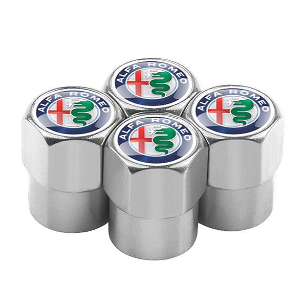 ZHA3 Car Wheel Tire Valve Caps Tyre Stem Caps Bolt-In For Alfa Romeo Giulia Stelvio Quadrifoglio Giulietta 156 159 147 Mito Tonale GT