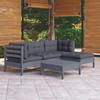 Day and Night - Day and Night Garden Furniture Set 5 Pieces and Gray Pine Wood Cushions