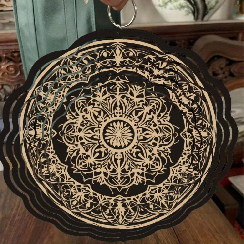Vintage Metal Wind Chime with Intricate Mandala Design for Indoor Outdoor Garden Home Decor Holiday Christmas Halloween Thanksgiving