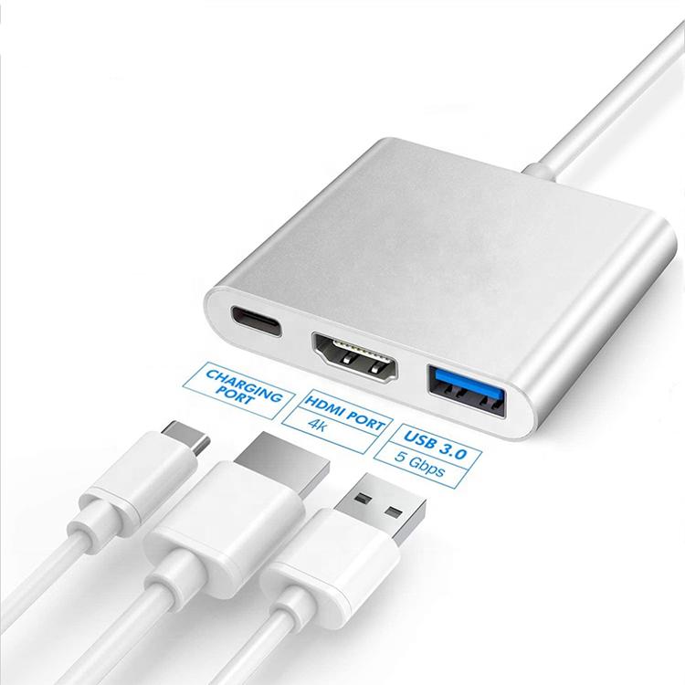 Portable USB Three-in-one Hub Type-c To HDTV Three-in-one Hub USB C To HDTV