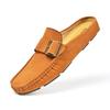 2025 Men's Slippers Leather Casual Shoes Summer Flat Bottom Outdoor Non Slip Comfortable Luxury Trendy Set Wearing Half Slippers