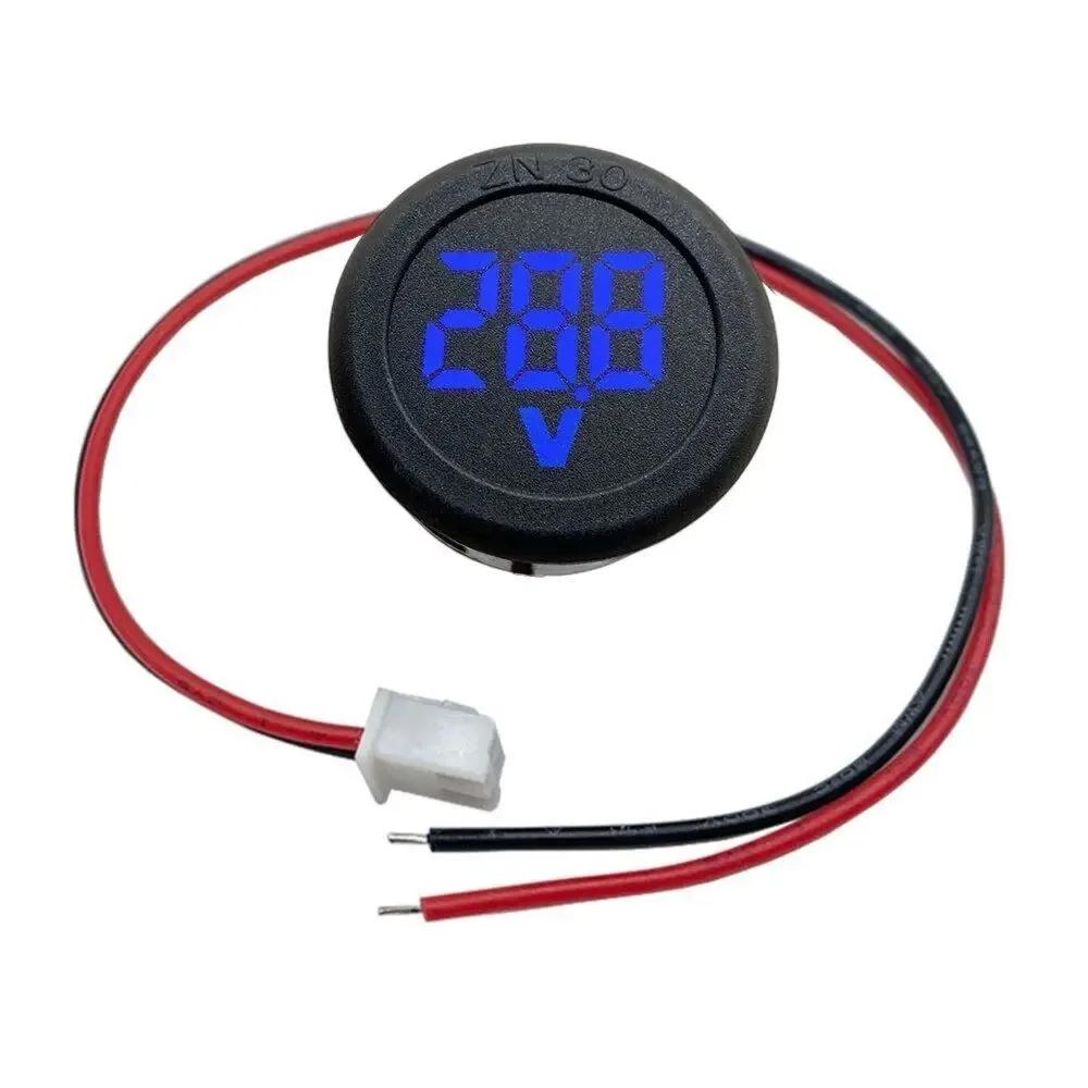 Waterproof Round Voltmeter Car Voltmeter Round Universal Two Wire Panel Voltage Meter DC 4-100V LED Digital Display Meter Head