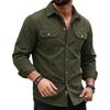 [FUZHIHUA] Men's Long-Sleeve Work Shirt, American Casual Style, Chest Pocket, Sweat-Wicking, Quick-Drying, Sweat Stain Resistant, Plain, Autumn/Winter