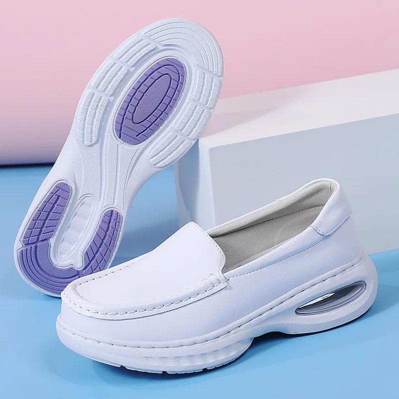 Flat Shoes Women Loafers Casual Slip on Nurse Shoes Women Outdoor Non Slip Soft Breathable White Work Shoe 2025
