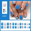 Square Press On Nail Waves Fake Nail Glues On Nail Artificial Acrylic Nail 24pcs Stick On Nail for Women and Girls
