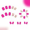 24 Pcs Colorful Flowers Stick On Nail Glossy False Nail Short Square Press On Nail Solid Color Acrylic Nail