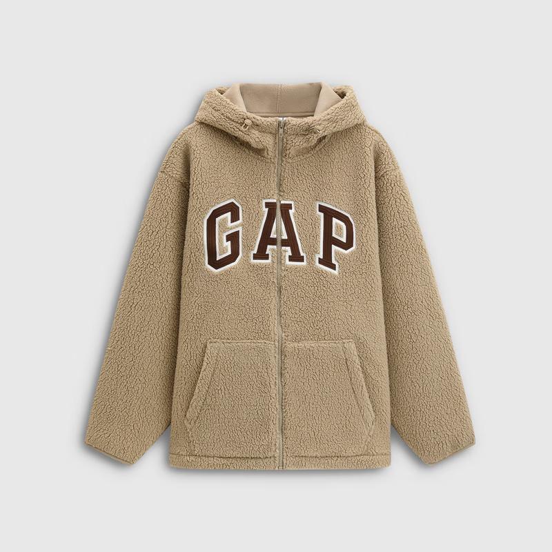 Gap Unisex Faux Fleece Embroidered Logo Zip Hoodie