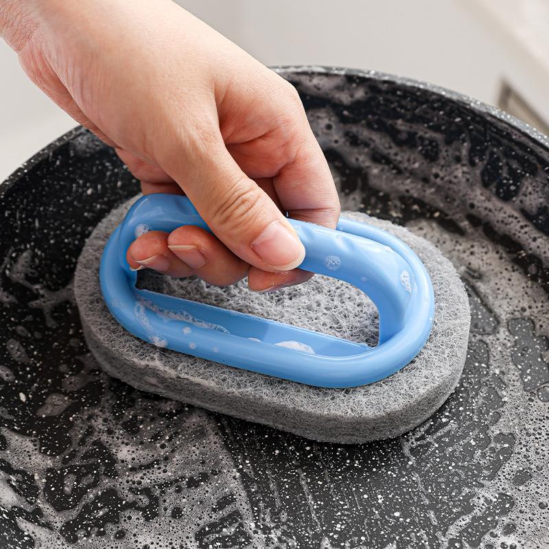 Kitchen and Bathroom Handle Pot Brush, Powerful Cleaning Sponge Brush, Thickened Tile Cleaning Brush