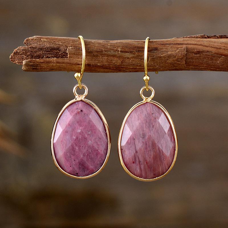 BLINGBAY Brincos com Pingente Feminino Novos Brincos Simples com Pingente de Pedra Natural Estilo Étnico Retro Acessórios Elegantes Joias Modernas Presentes Azul