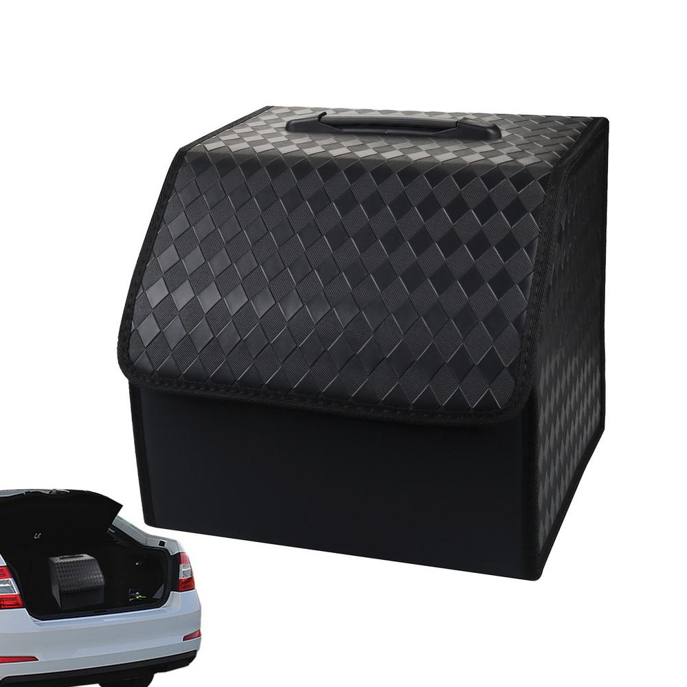 RV Trunk Organizer For SUV Auto Trunk Storage Organizer Foldable Embossed Design Large Capacity Car Storage Box For Tissue Boxes