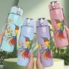 1PC Hummingbird Tropical Flower Print 750ml Color Plastic Sports Water Bottle Leakproof Flip Straw Lid Suitable for Sports Office Home Use