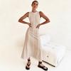 European and American Women's Clothing New Y2K Design Sense Knitted Dress Fashion Round Neck Sleeveless Retro Slim Dress