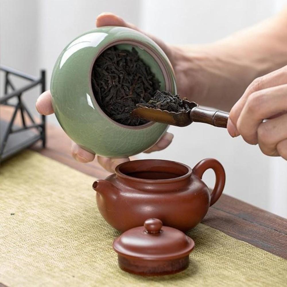 Crackle Glaze Tea Canister Sealed Tea Storage Box Creative Storage Jar  Puer Tea