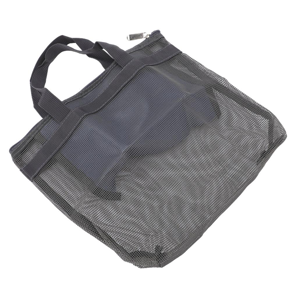 Mesh Beach Bag Quick Drying Mesh Shower Caddy Travel Toiletry Bag for Toys Pool Family Travel Vacation Dark Gray