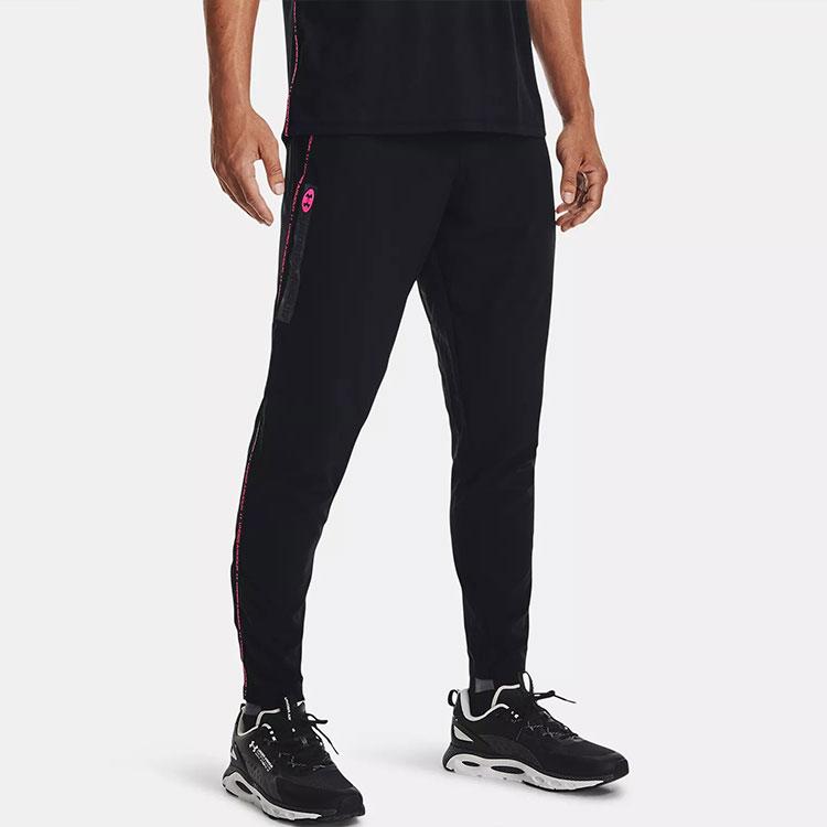 Under Armour Woven Series Logo Elastic Waist Fitted Sports Pants Men bottoms Black 1366435-001