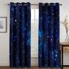 Blue Purple Galaxy Window Curtains, Left and Right Double Opening,Space Planet Stars Light-filtering Curtain Drapes for Bedroom
