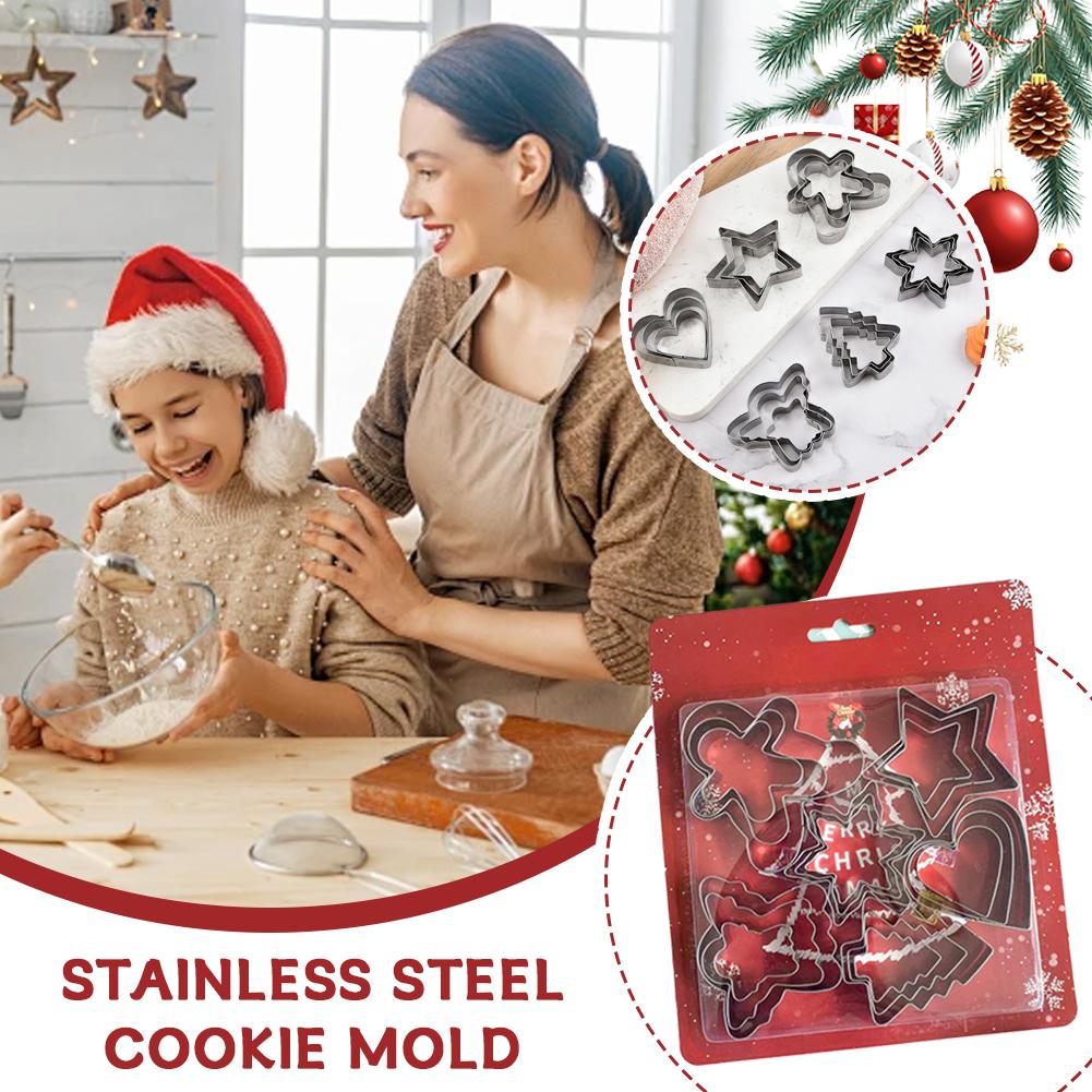 Christmas Cookie Mold 18pcs Set Stainless Steel Material Cake Biscuit Cutter Snowflake Tree Holiday Baking Tool For DIY Pastry