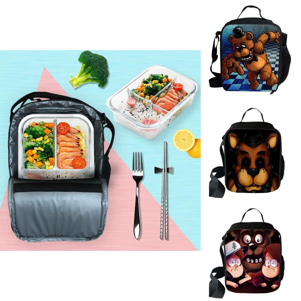 Isolierte Lunchtasche mit großem Fassungsvermögen und 3D-Druck Five Nights At Freddy's für vielseitige Verwendung