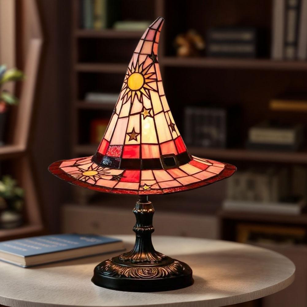 Witch Hat Lamp LED Creative Table Lamp Resin Witch Hat Light Ornament Bedside Lamp for Living Room Home Bedroom Decoration