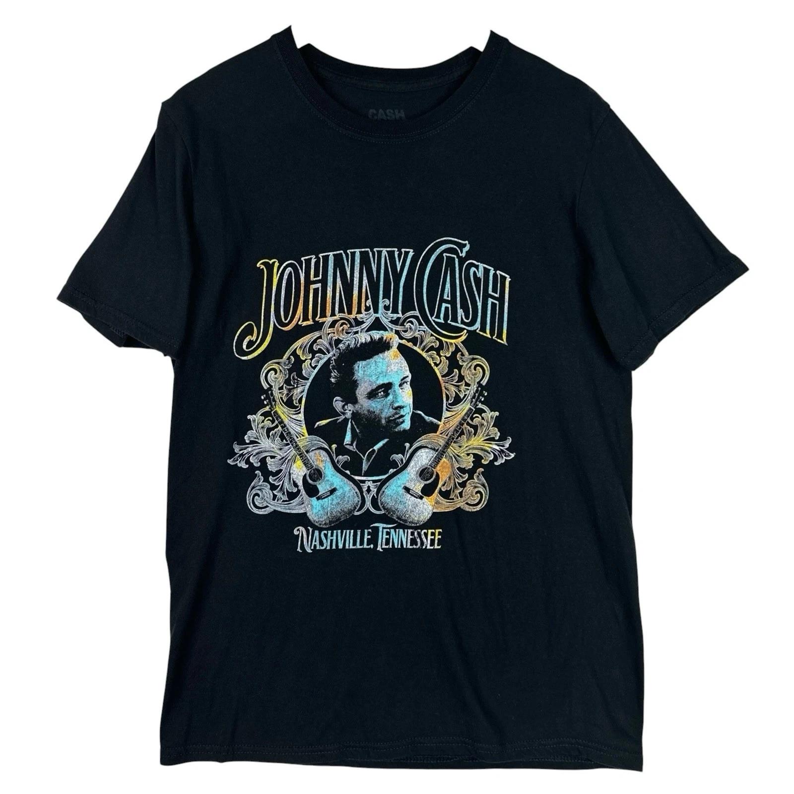 Johnny Cash Nashville Tennessee Graphic T Shirt Black Country Music Tee Large XL