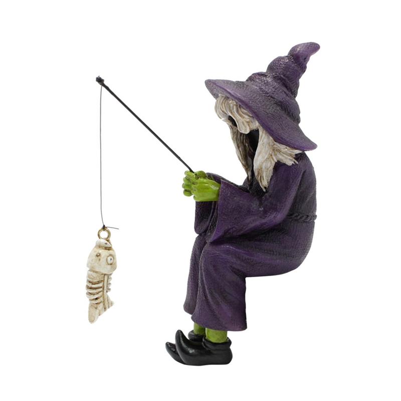 

BAAU Fishing Witch Resin Crafts Ornaments Halloween Decorations Aquarium Flower Pot Decoration